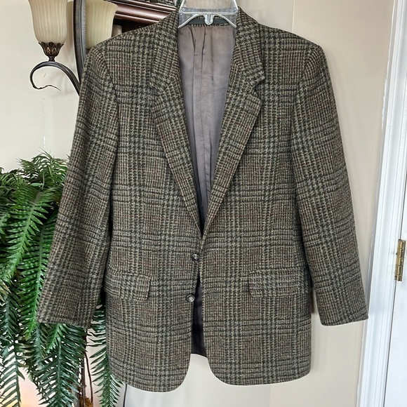 Calvin Klein Men’s Vintage Wool Plaid Lined Suit Sports Jacket Buttoned Blazer - Picture 1 of 13